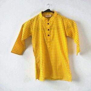 Tathastu Junior Boys Yellow Patterned Kurta | Size 3 / 53cm